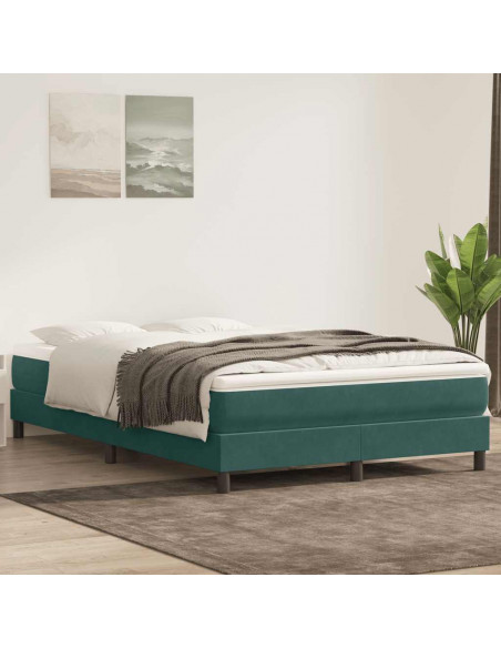 Giroletto a Molle senza Materasso Verde Scuro 140x210cm Velluto