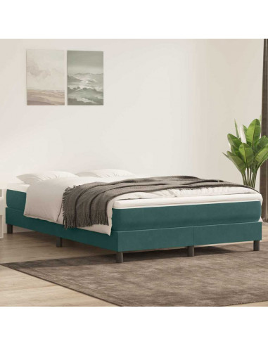 Giroletto a Molle senza Materasso Verde Scuro 160x210cm Velluto