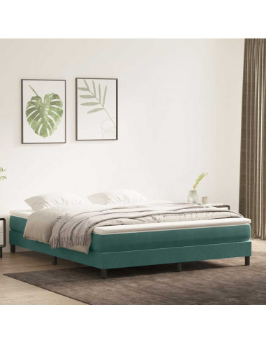 Giroletto a Molle senza Materasso Verde Scuro 180x210cm Velluto