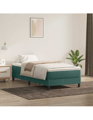 Giroletto a Molle senza Materasso Verde Scuro 80x210 cm Velluto
