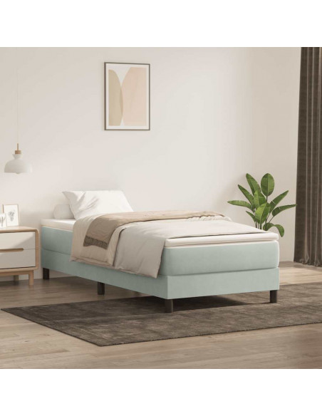 Giroletto Molle senza Materasso Grigio Chiaro 80x210 cm Velluto