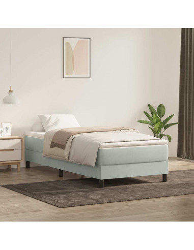 Giroletto Molle senza Materasso Grigio Chiaro 90x210 cm Velluto