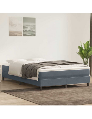 Giroletto Molle senza Materasso Grigio Scuro 140x210 cm Velluto