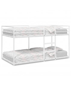 Letto a Castello senza Materasso Bianco 100x190 cm in Acciaio