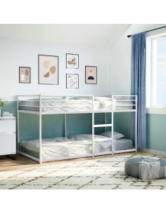 Letto a Castello senza Materasso Bianco 100x190 cm in Acciaio 2