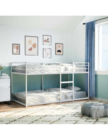 Letto a Castello senza Materasso Bianco 100x190 cm in Acciaio