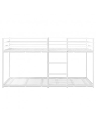 Letto a Castello senza Materasso Bianco 100x190 cm in Acciaio