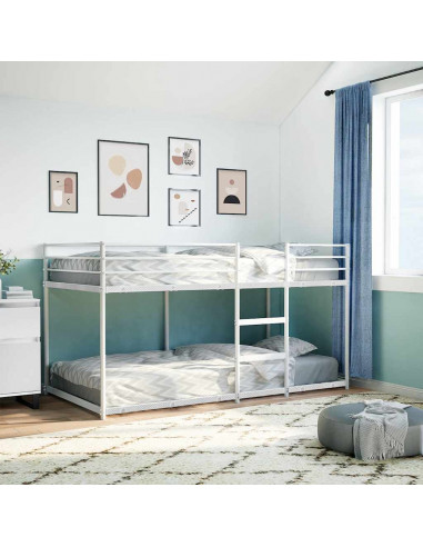 Letto a Castello senza Materasso Bianco 100x200 cm in Acciaio