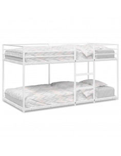 Letto a Castello senza Materasso Bianco 75x190 cm in Acciaio