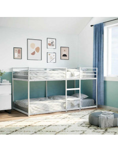 Letto a Castello senza Materasso Bianco 75x190 cm in Acciaio 2