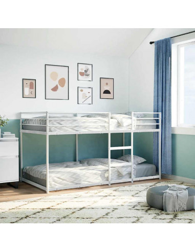 Letto a Castello senza Materasso Bianco 75x190 cm in Acciaio