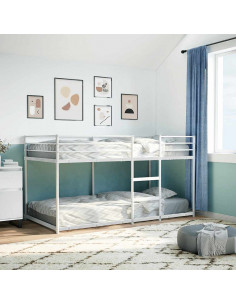 Letto a Castello senza Materasso Bianco 80x200 cm in Acciaio 2