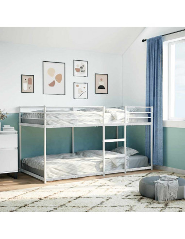 Letto a Castello senza Materasso Bianco 90x190 cm in Acciaio