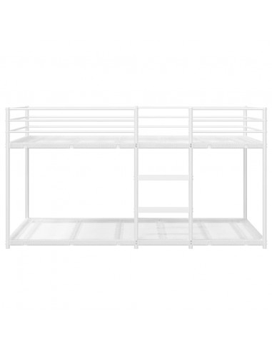 Letto a Castello senza Materasso Bianco 90x190 cm in Acciaio