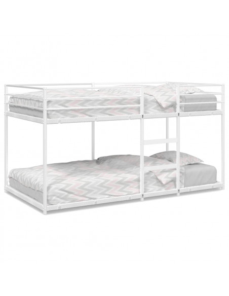Letto a Castello senza Materasso Bianco 90x200 cm in Acciaio