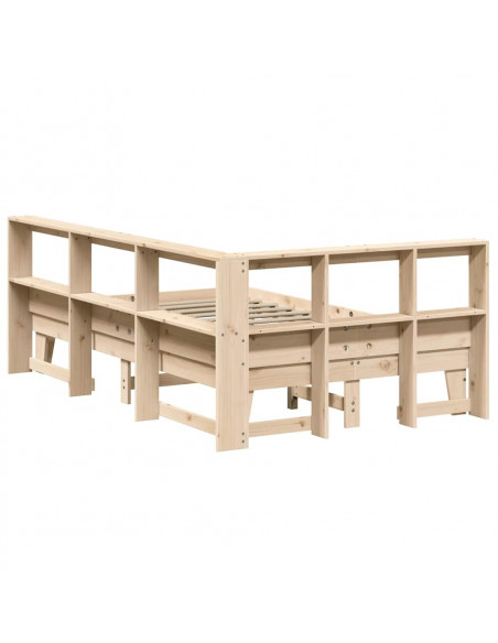 Letto Libreria senza Materasso 140x190 cm in Legno di Pino