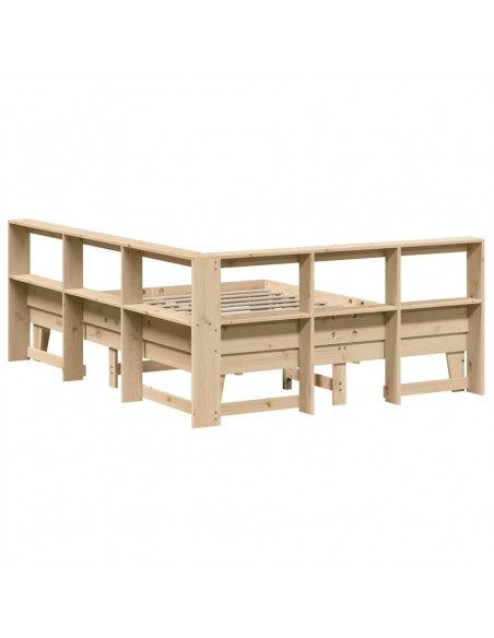 Letto Libreria senza Materasso 140x200 cm in Legno di Pino