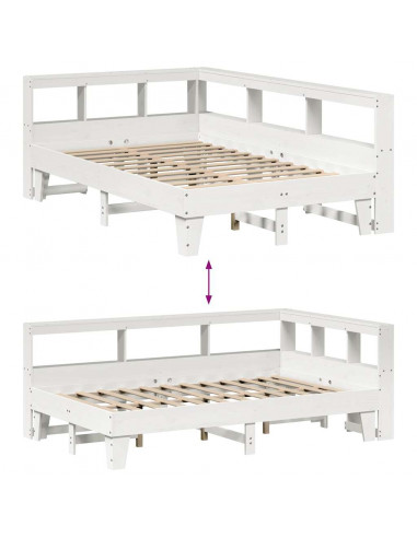 Letto Libreria senza Materasso Bianco 120x190 cm Legno di Pino