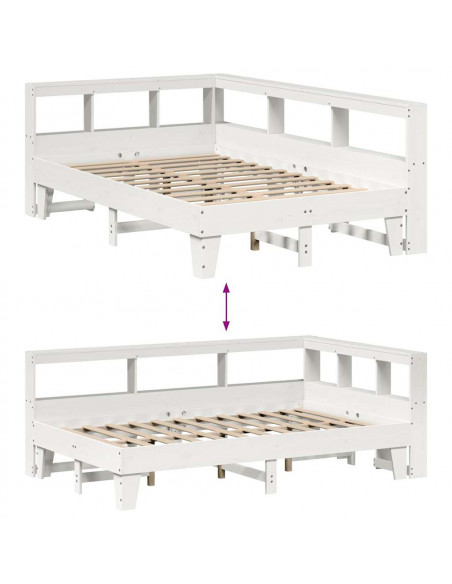 Letto Libreria senza Materasso Bianco 120x200 cm Legno di Pino