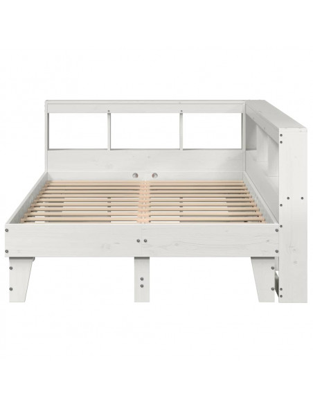 Letto Libreria senza Materasso Bianco 135x190 cm Legno di Pino