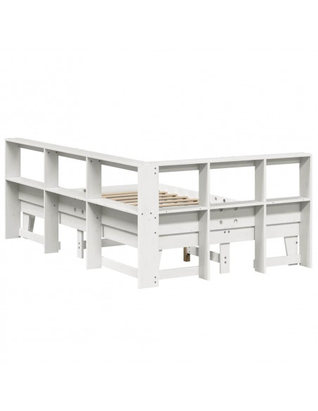 Letto Libreria senza Materasso Bianco 135x190 cm Legno di Pino