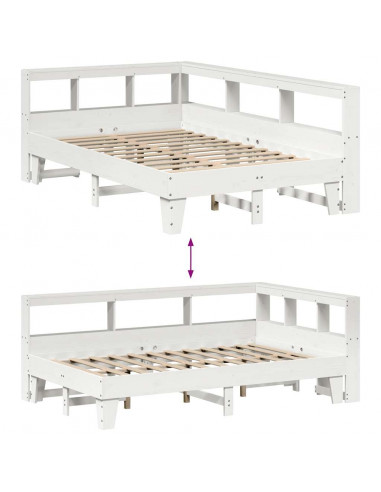 Letto Libreria senza Materasso Bianco 135x190 cm Legno di Pino