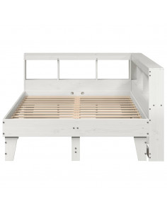 Letto Libreria senza Materasso Bianco 140x190 cm Legno di Pino