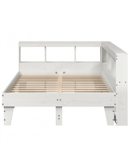 Letto Libreria senza Materasso Bianco 140x190 cm Legno di Pino