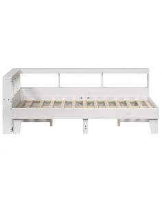 Letto Libreria senza Materasso Bianco 140x190 cm Legno di Pino 2
