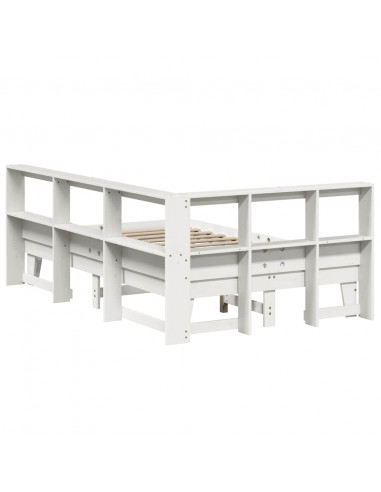 Letto Libreria senza Materasso Bianco 140x190 cm Legno di Pino
