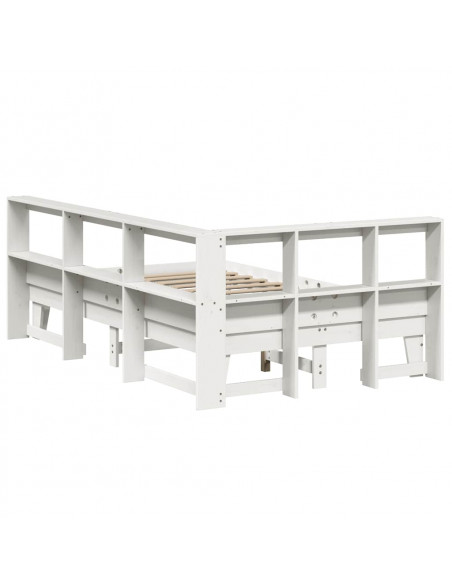 Letto Libreria senza Materasso Bianco 140x190 cm Legno di Pino
