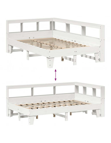 Letto Libreria senza Materasso Bianco 140x190 cm Legno di Pino