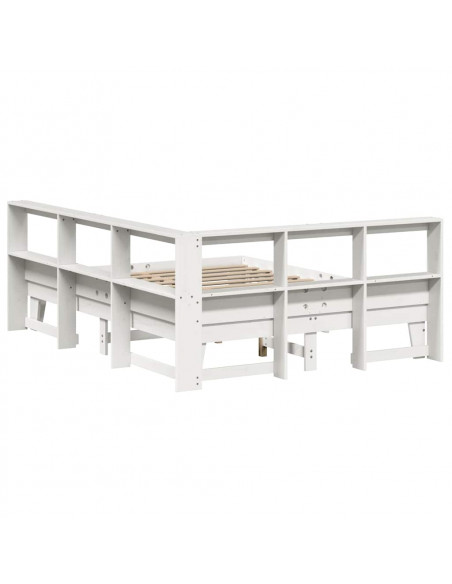 Letto Libreria senza Materasso Bianco 150x200 cm Legno di Pino
