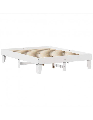 Letto Libreria senza Materasso Bianco 150x200 cm Legno di Pino