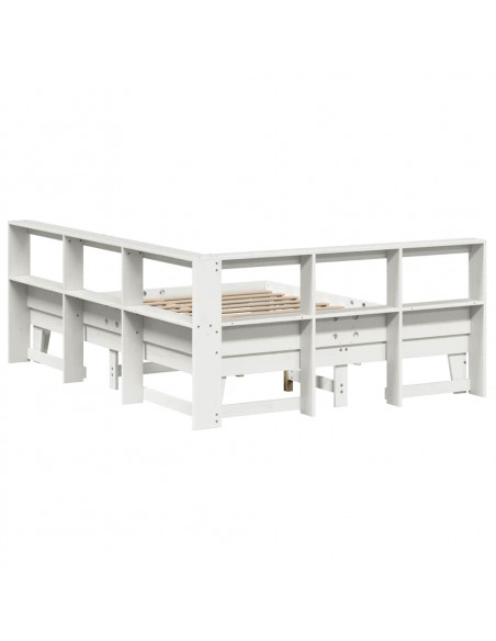 Letto Libreria senza Materasso Bianco 160x200 cm Legno di Pino