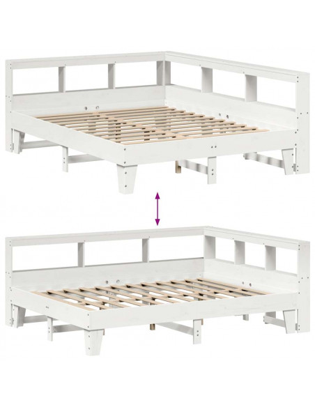 Letto Libreria senza Materasso Bianco 160x200 cm Legno di Pino