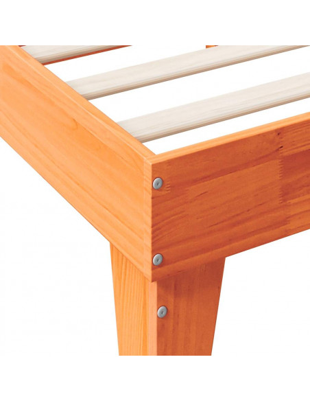 Letto Libreria senza Materasso Marrone Cera 135x190 cm in Pino