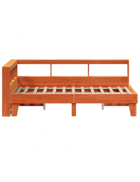 Letto Libreria senza Materasso Marrone Cera 140x190 cm in Pino