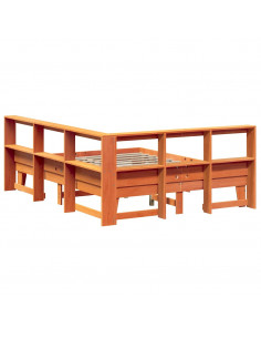 Letto Libreria senza Materasso Marrone Cera 140x200 cm in Pino