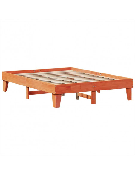 Letto Libreria senza Materasso Marrone Cera 140x200 cm in Pino