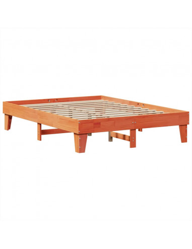 Letto Libreria senza Materasso Marrone Cera 150x200 cm in Pino