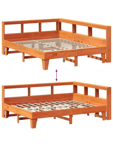 Letto Libreria senza Materasso Marrone Cera 150x200 cm in Pino