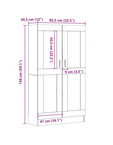 Libreria Legno Antico 82,5x30,5x150 cm in Legno Multistrato