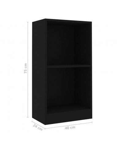 Libreria Nera 40x24x75 cm in Legno Multistrato