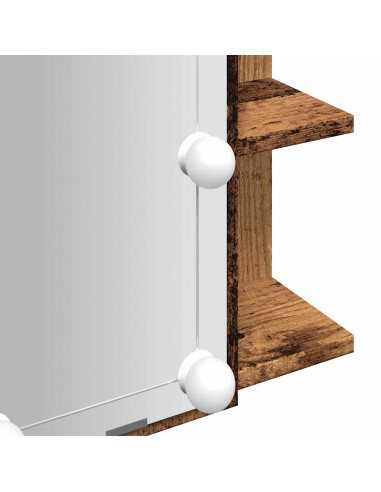 Mobile a Specchio con LED Legno Antico 70x16,5x60 cm