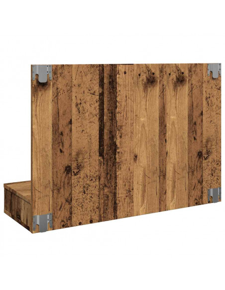 Mobile a Specchio con LED Legno Antico 90x31,5x62 cm