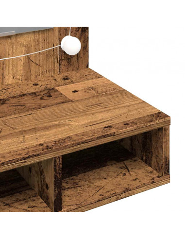 Mobile a Specchio con LED Legno Antico 90x31,5x62 cm