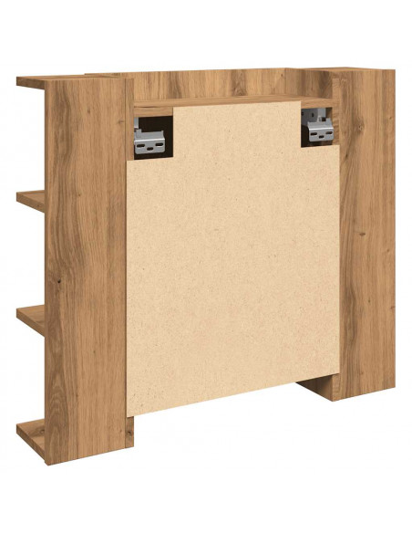 Mobile a Specchio con LED Rovere Artigianale 70x16,5x60 cm