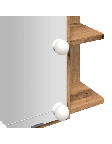Mobile a Specchio con LED Rovere Artigianale 70x16,5x60 cm