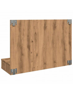 Mobile a Specchio con LED Rovere Artigianale 90x31,5x62 cm